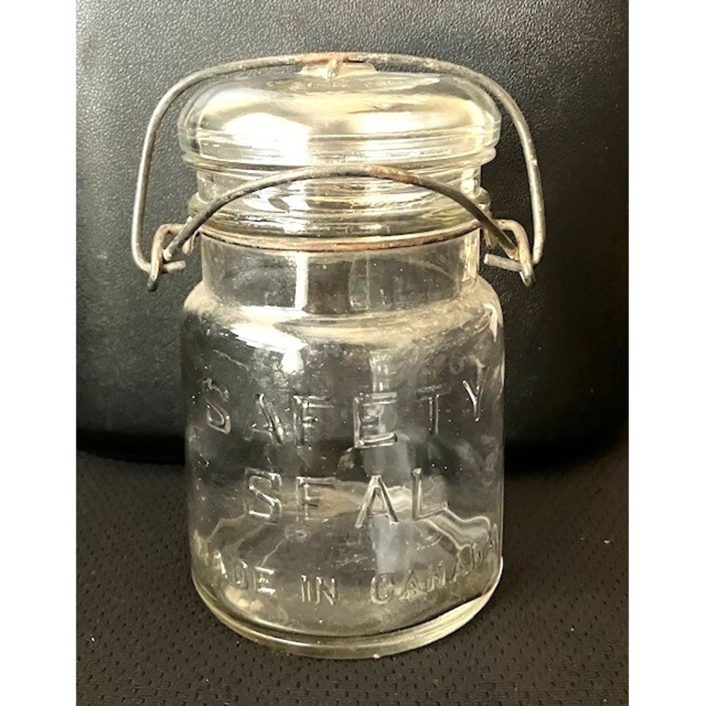 VTG Safety Seal Pint Glass Embossed Canning Jar Lid and Wire Bail Made in Canada